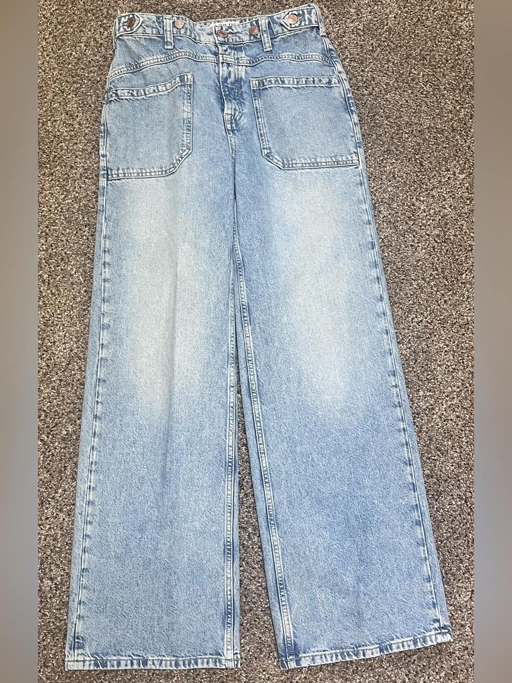 Free People We the Free Palmer Cuffed Baggy Jeans Size 25 Denim adjustable waist